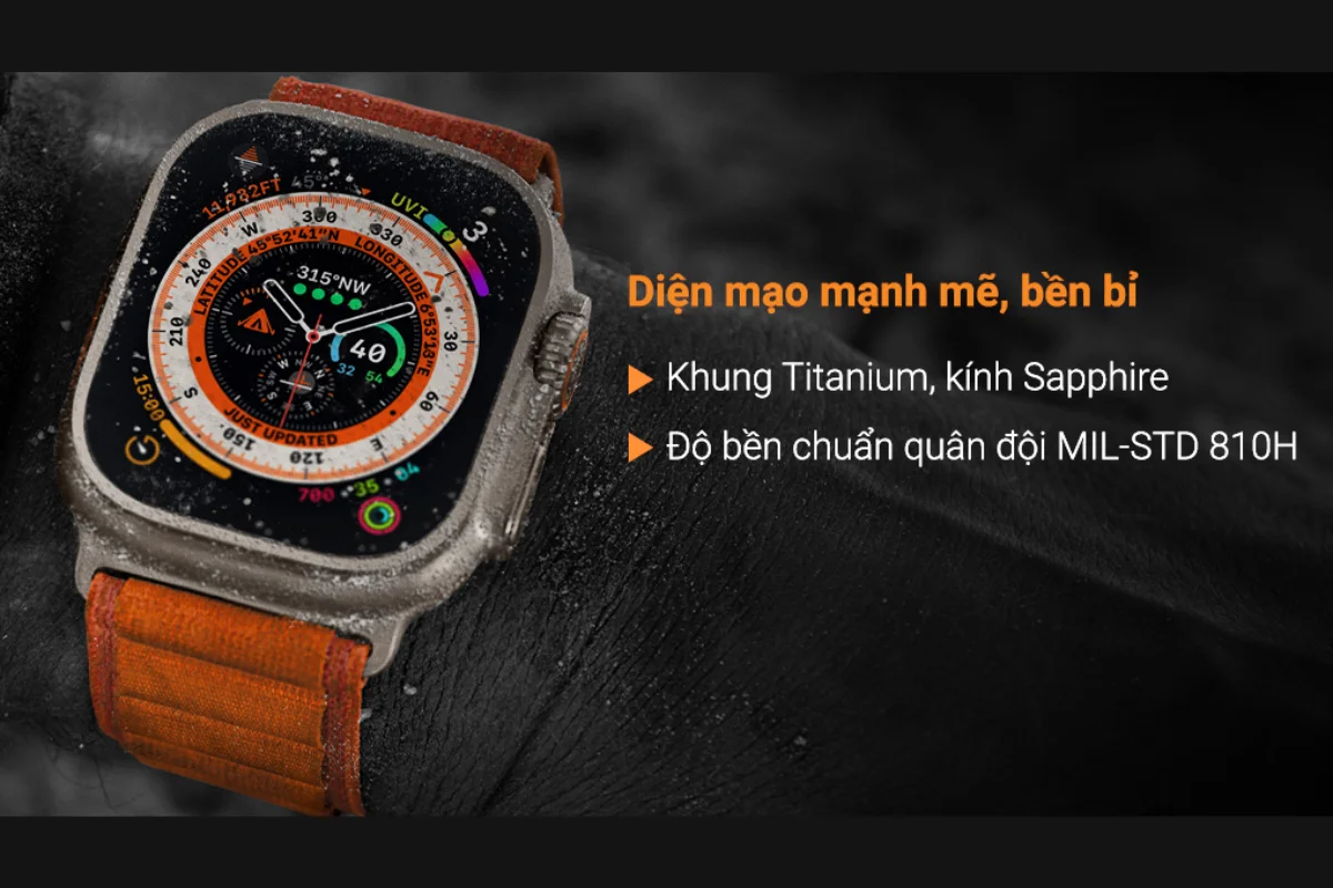 Màn hình của Đánh giá Apple Watch Ultra LTE 49mm Trail Loop