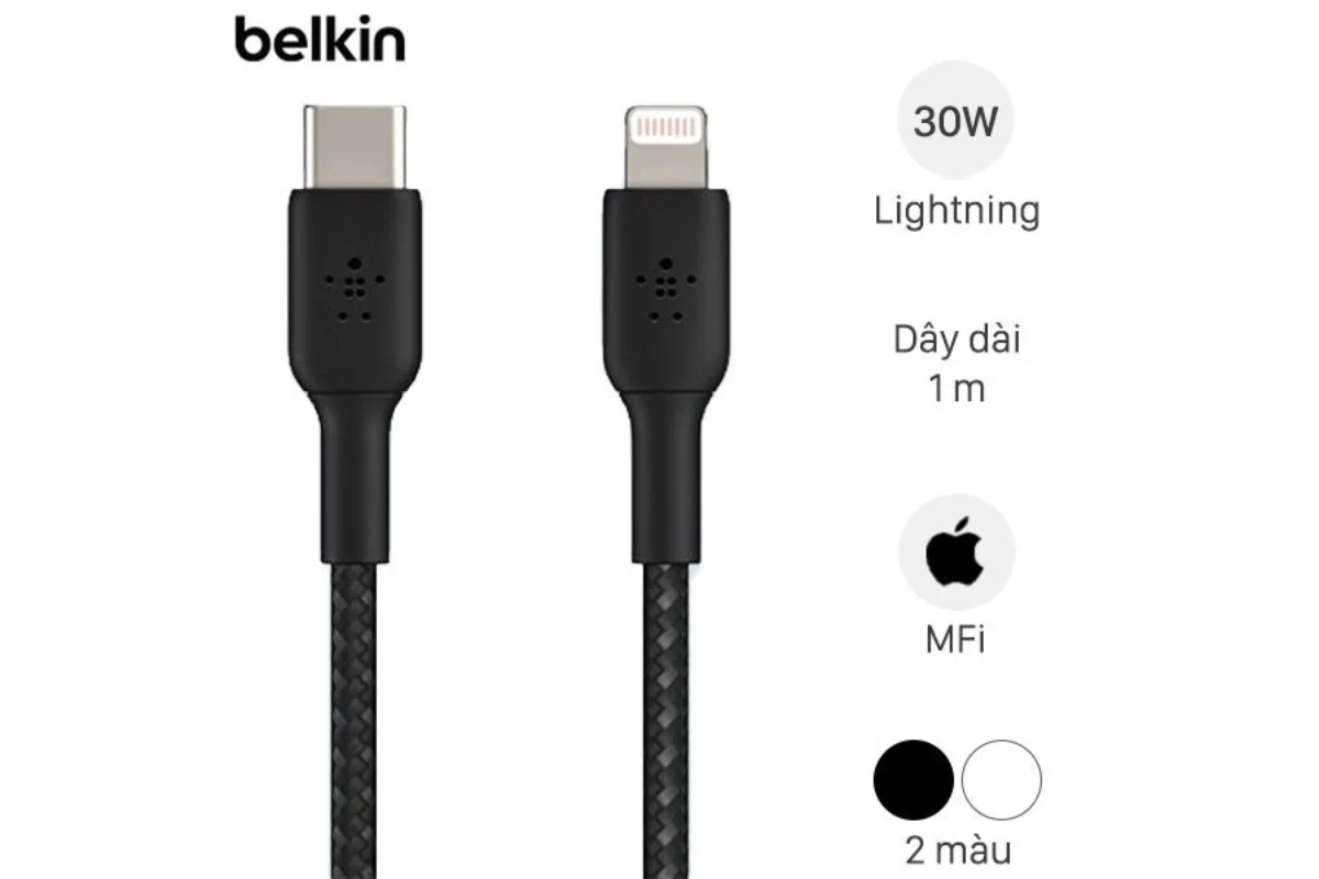 Hình ảnh cáp sạc Type C to Lightning MFI Belkin CAA004 1m/2m