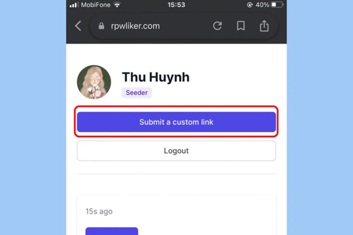 Chọn Submit a custom link, dán đường link bài đăng