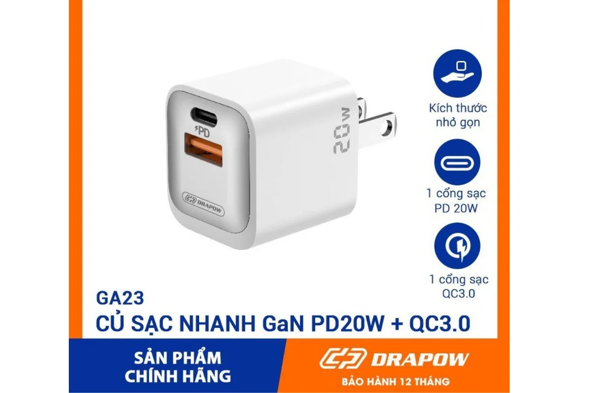 Đăc điểm nổi bật của Củ sạc 20W Drapow GA23