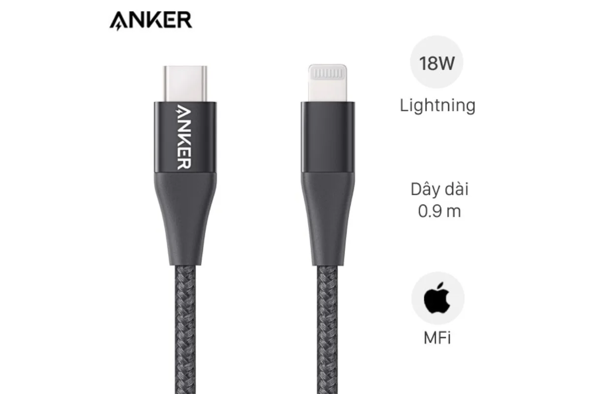 Thông số kỹ thuật của cáp Anker Powerline+ II Type-C to Lightning A8652 0.9m