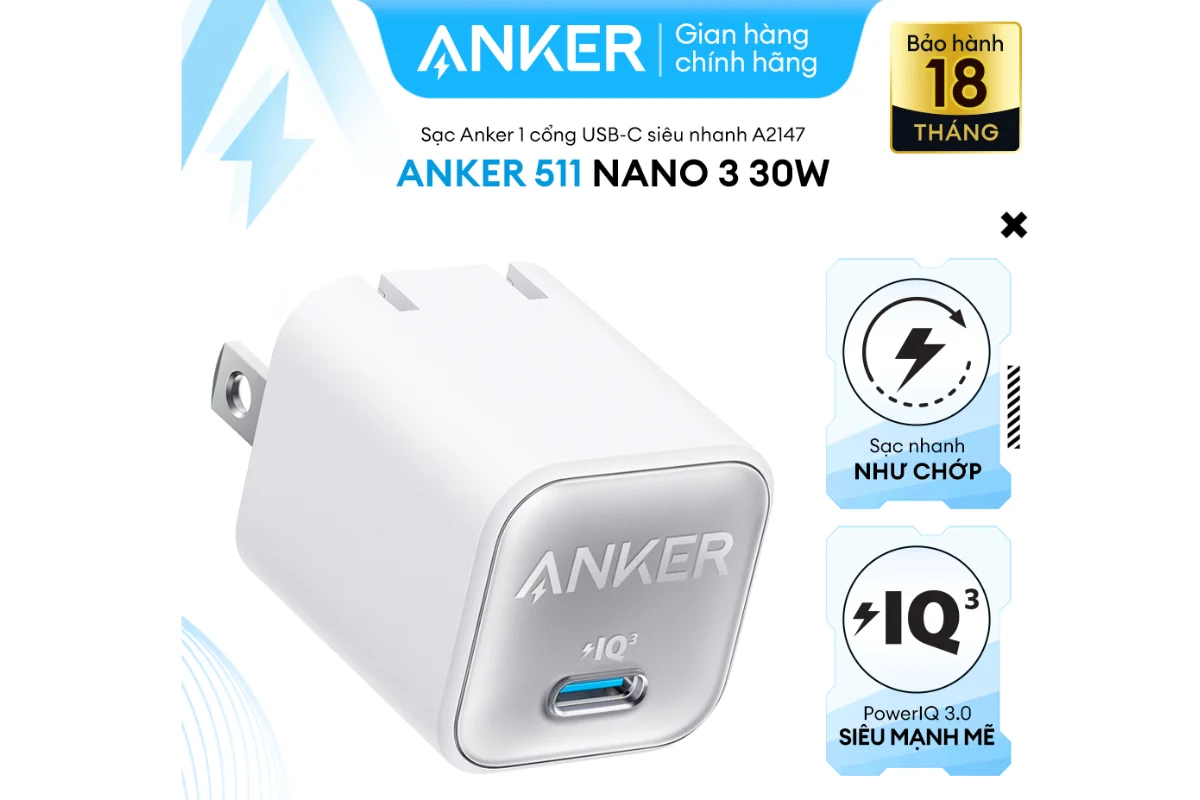 Thông số kỹ thuật  Anker 30 Watt Nano 3 PD Type-C A2147